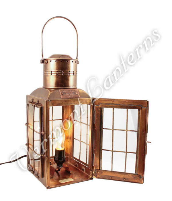 Electric Lantern - Ship Lantern Antique Brass Chiefs Lamp - 15"