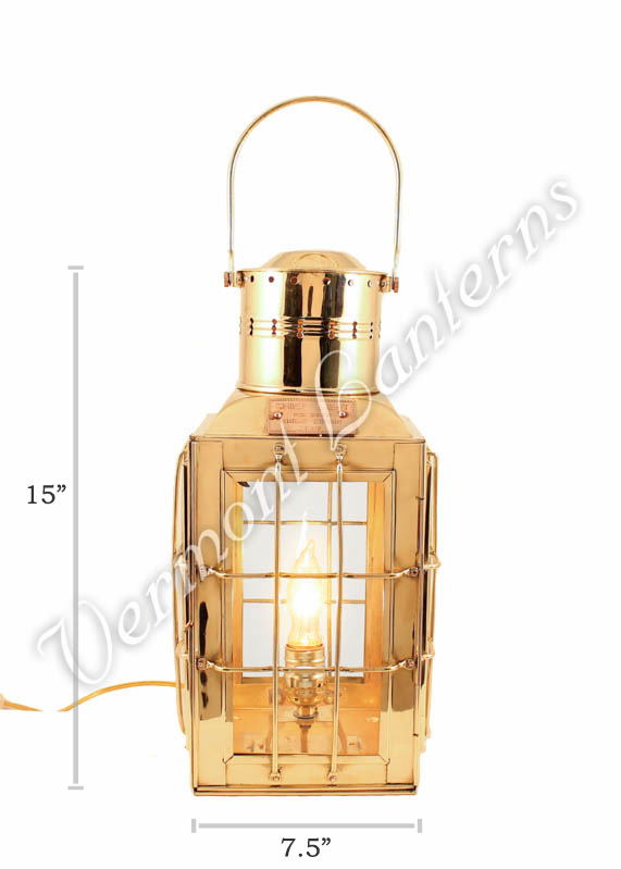 Electric Lantern - Ship Lantern Antique Brass Chiefs Lamp - 15