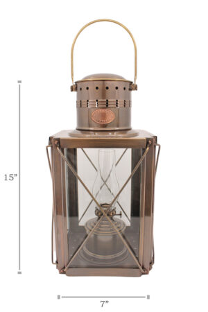 Cargo Lantern - Antique Brass Oil Lamp 15"