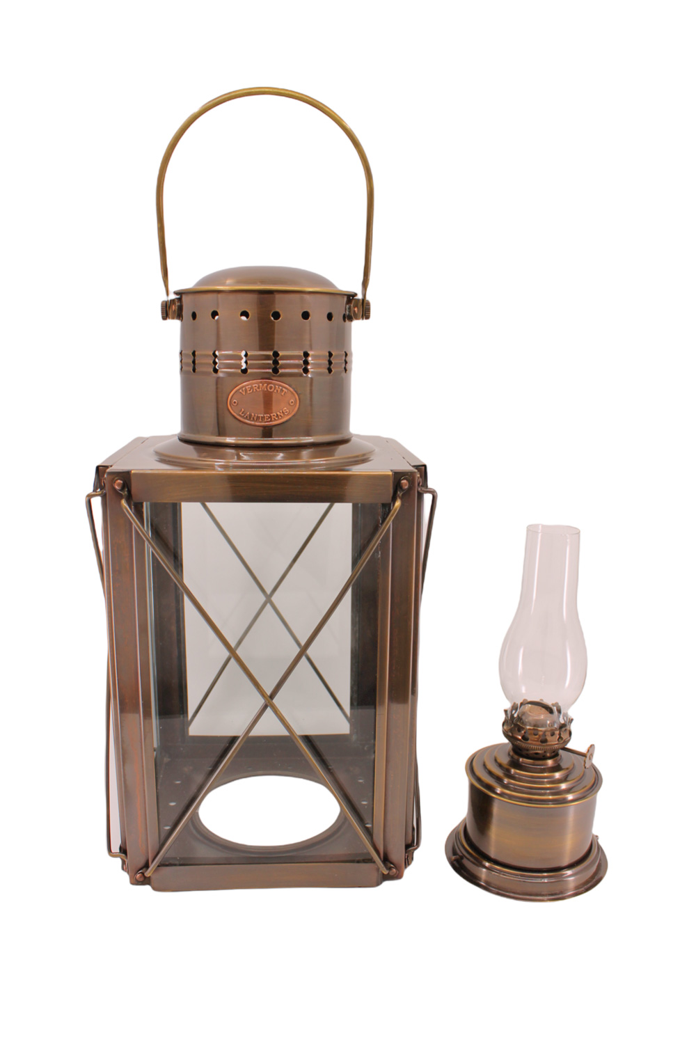 Vintage Electric Oil Lantern Lamp - Rustic Finish