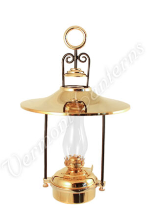 Hanging Oil Lamps - Brass "Dorset" 14" w/shade