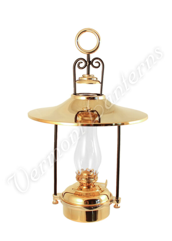 Hanging Oil Lamps - Brass "Dorset" 14" w/shade