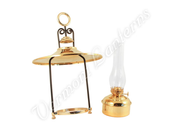 Hanging Oil Lamps - Brass "Dorset" 14" w/shade