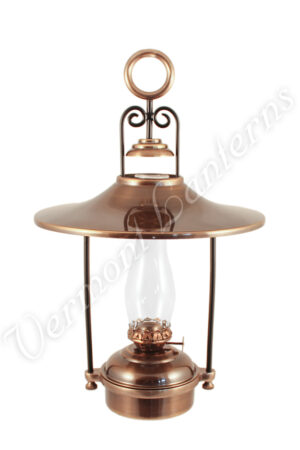 Hanging Oil Lamps - Antique Brass "Dorset" 14" w/shade