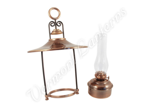 Hanging Oil Lamps - Antique Brass "Dorset" 14" w/shade