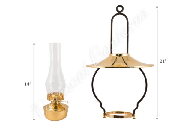 "Mansfield" Saloon Hanging Lamp - Brass 21" w/shade