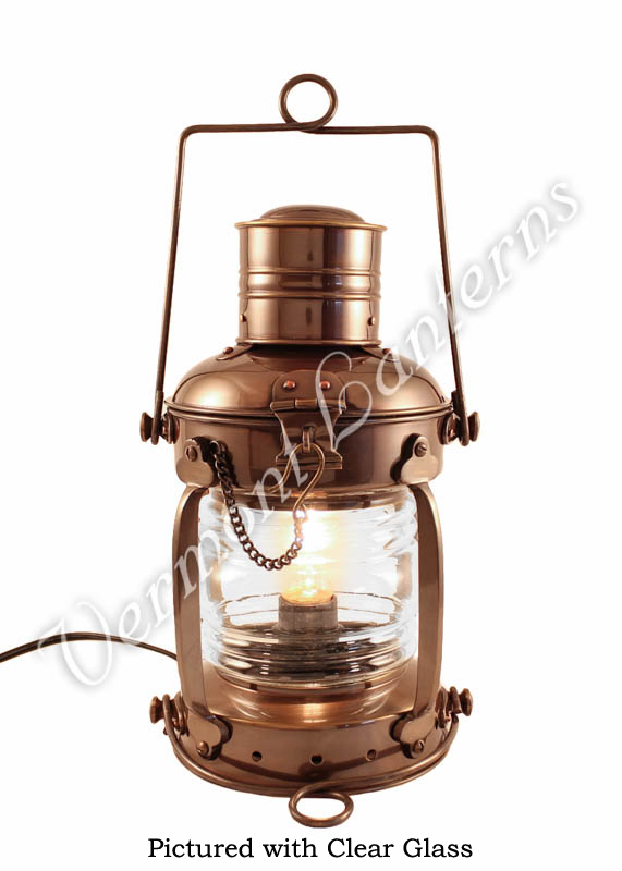Electric Lantern - Ships Lanterns Antique Brass Anchor Lamp - 12"
