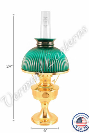 Aladdin Brass Heritage Oil Lamp w/Green Shade - 24"