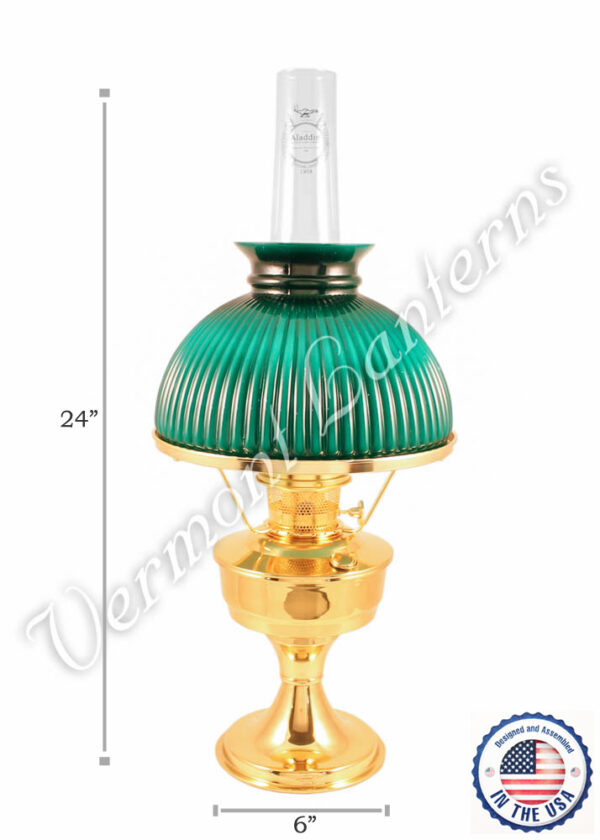 Aladdin Brass Heritage Oil Lamp w/Green Shade - 24"