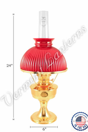 Aladdin Brass Heritage Oil Lamp w/Red Shade - 24"