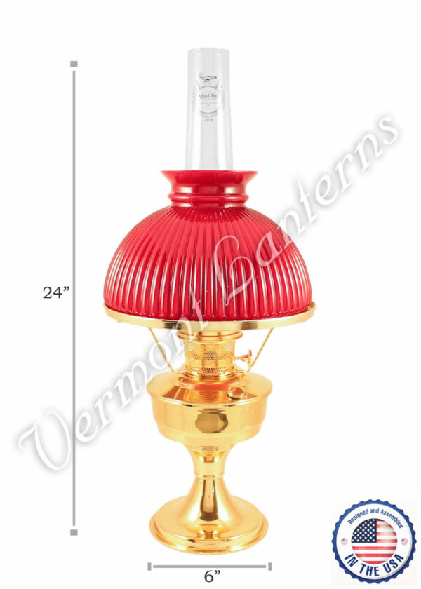 Aladdin Brass Heritage Oil Lamp w/Red Shade - 24"