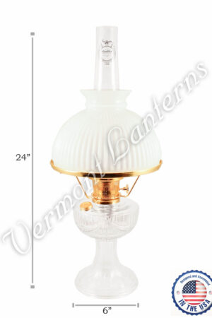 Aladdin Lincoln Drape Oil Lamp - Clear Glass w/Opal Shade 24"