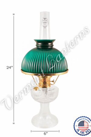 Aladdin Lincoln Drape Oil Lamp - Clear Glass w/Green Shade 24"