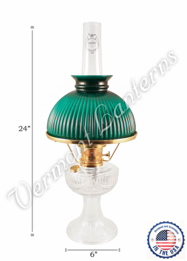 Aladdin Lincoln Drape Oil Lamp - Clear Glass w/Green Shade 24"