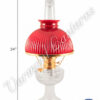 Aladdin Lincoln Drape Oil Lamp - Clear Glass w/Red Shade 24"