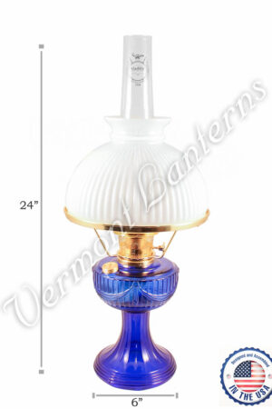 Aladdin Lincoln Drape Oil Lamp - Cobalt Blue w/Opal Shade 24"
