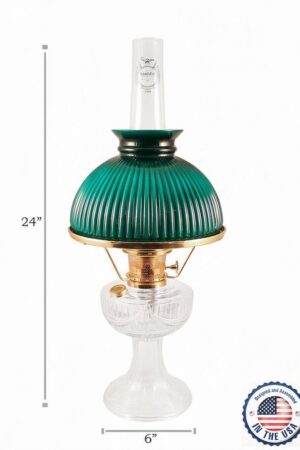 Aladdin Lincoln Drape Oil Lamp - Clear w/Green Shade 24"