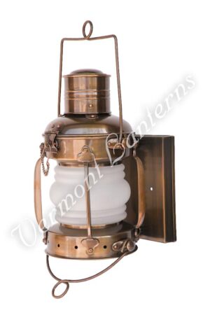Electric Lantern - Ships Lanterns Antique Brass Anchor Lamp - 12" Custom Wall Mount