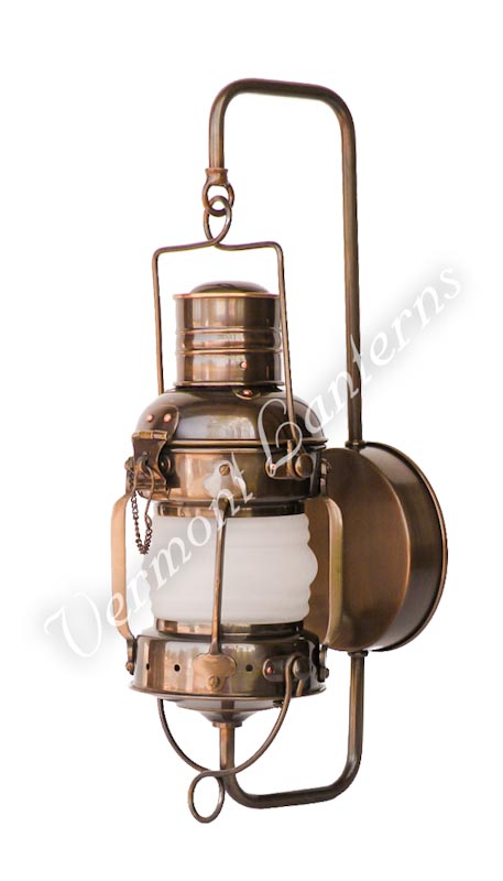 Electric Lantern - Ships Lanterns Antique Brass Anchor Lamp - 10" Custom Wall Mount