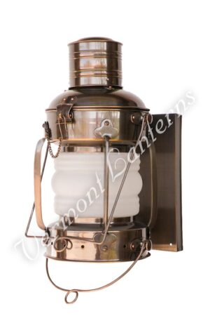 Electric Lantern - Ships Lanterns Antique Brass Anchor Lamp - 15.5" Custom Wall Mount