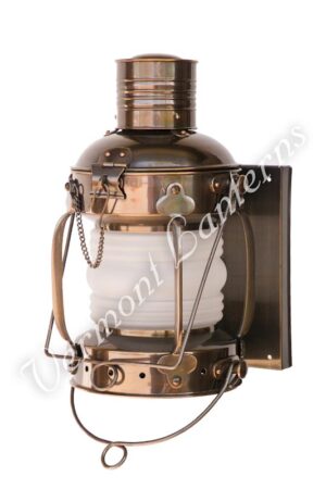 Electric Lantern - Ships Lanterns Antique Brass Anchor Lamp - 19" Custom Wall Mount