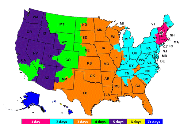 Vermont Lanterns Shipping Map