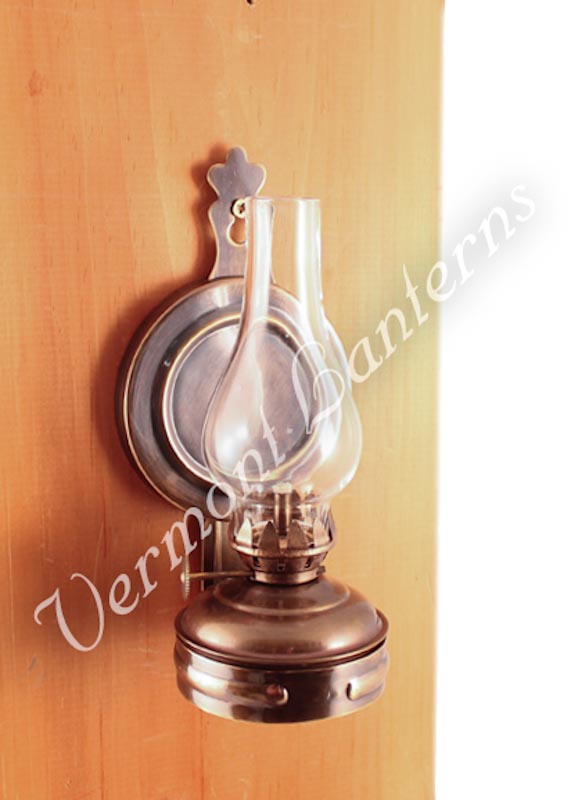 Oil Lamps - Antique Brass Mini Wall Lamp 6.5"