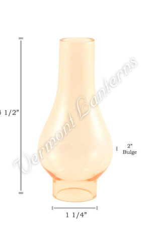 Mini Oil Lamp Chimney #6 Amber - 1 1/4" x 4 1/2"