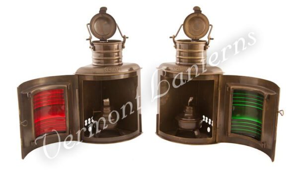 Ships Lantern - Antique Brass Port & Starboard - 9"