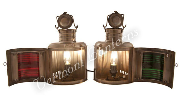 Ships Lantern - Antique Brass Port & Starboard - 11"