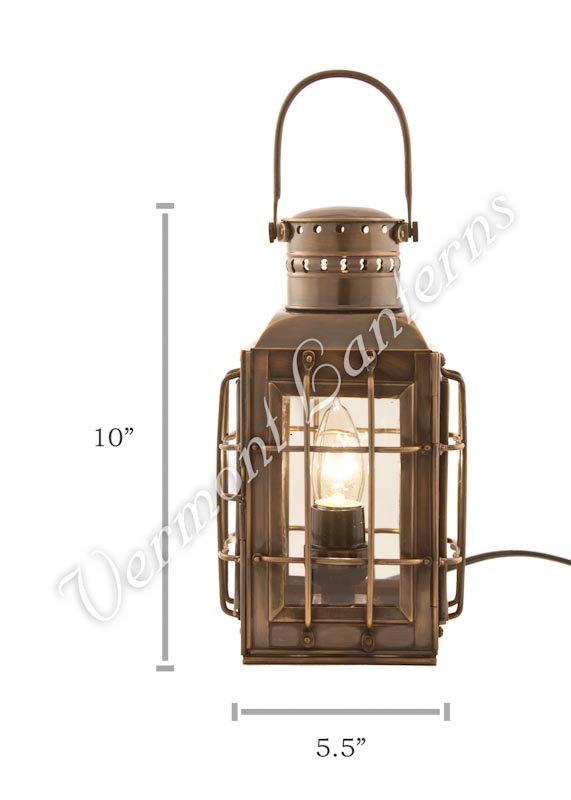 Electric Lantern - Ship Lantern Antique Brass Chiefs Lamp - 10"