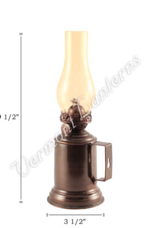 Oil Lanterns - Antique Brass Tavern Mug Lamp - 9.5" Amber Glass