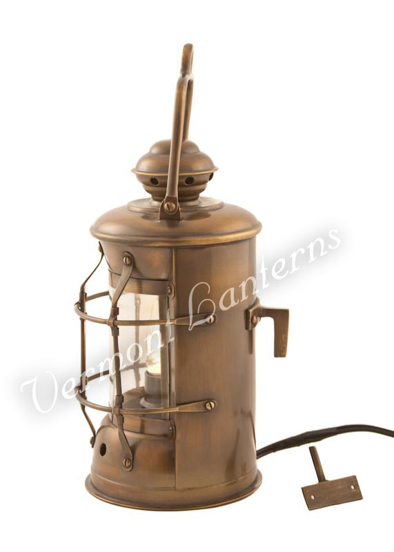 Electric Lanterns - Nautical Lamps Antique Brass Masthead Lantern - 10.5"