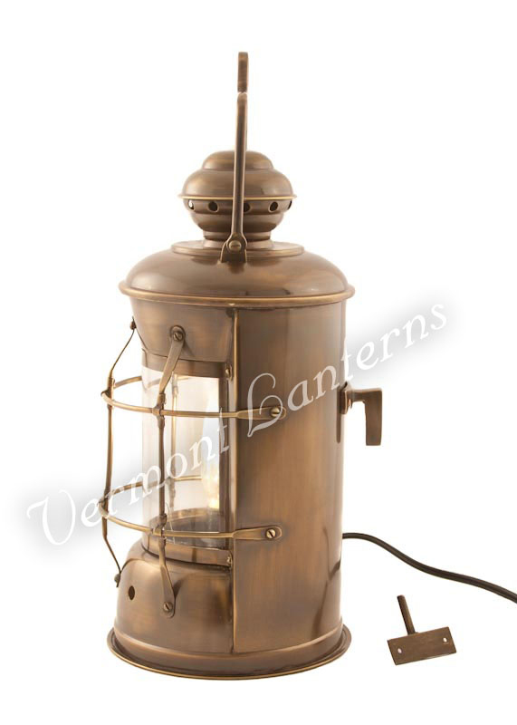 Electric Lanterns - Nautical Lamps Antique Brass Masthead Lantern - 13.5"