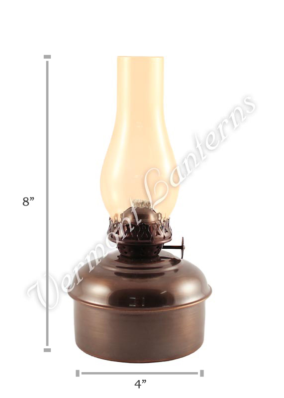 Oil Lamps - Antique Brass "Dorset" Table Lamp - 8" Amber Glass