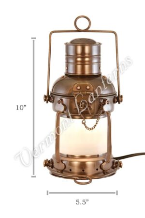 Electric Lantern - Ships Lanterns Antique Brass Anchor Lamp - 10"