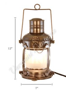 Electric Lantern - Ships Lanterns Antique Brass Anchor Lamp - 12"