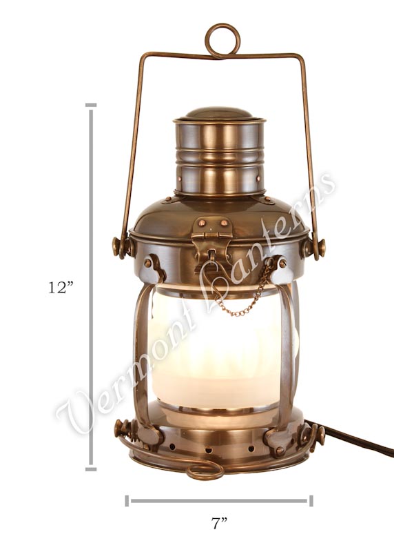 Electric Lantern - Ships Lanterns Antique Brass Anchor Lamp - 12