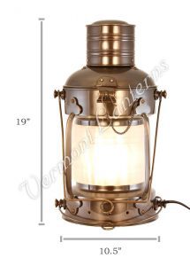 Electric Lantern - Ships Lanterns Antique Brass Anchor Lamp - 19"