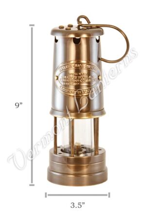 Oil Lantern - Antique Brass Coal Miners Lamp - 9"