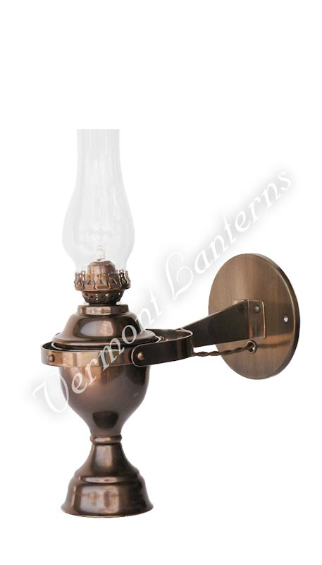 Electric Yacht Lamp - Gimbaled Antique Brass 12/24 volt  Marine 12"